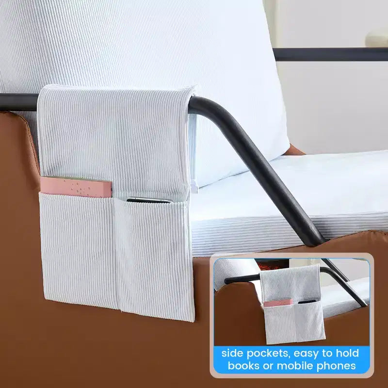 Mjkone Fauteuil à Bascule Rembourré en Velours Côtelé avec Pieds en Bois Recouverts de Cuir et Repose-Pieds Réglable