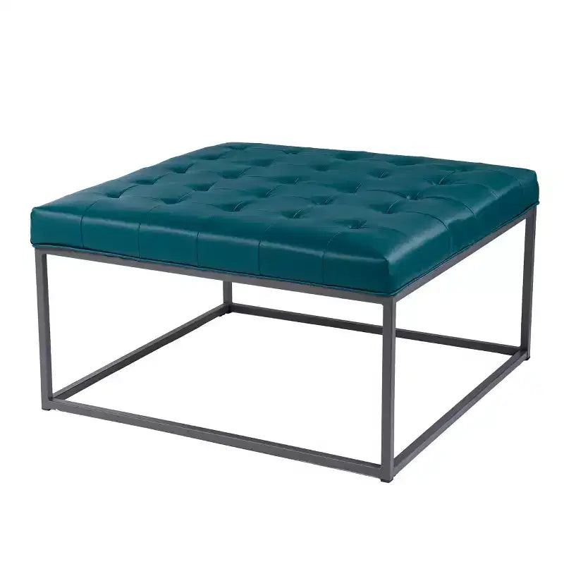 Pouf repose-pieds de cocktail capitonné Ciarin - Bleu - SEI
