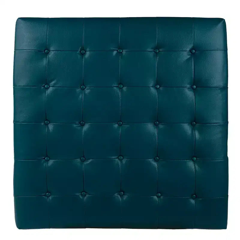 Pouf repose-pieds de cocktail capitonné Ciarin - Bleu - SEI