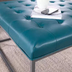 Pouf repose-pieds de cocktail capitonné Ciarin - Bleu - SEI
