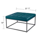 Pouf repose-pieds de cocktail capitonné Ciarin - Bleu - SEI