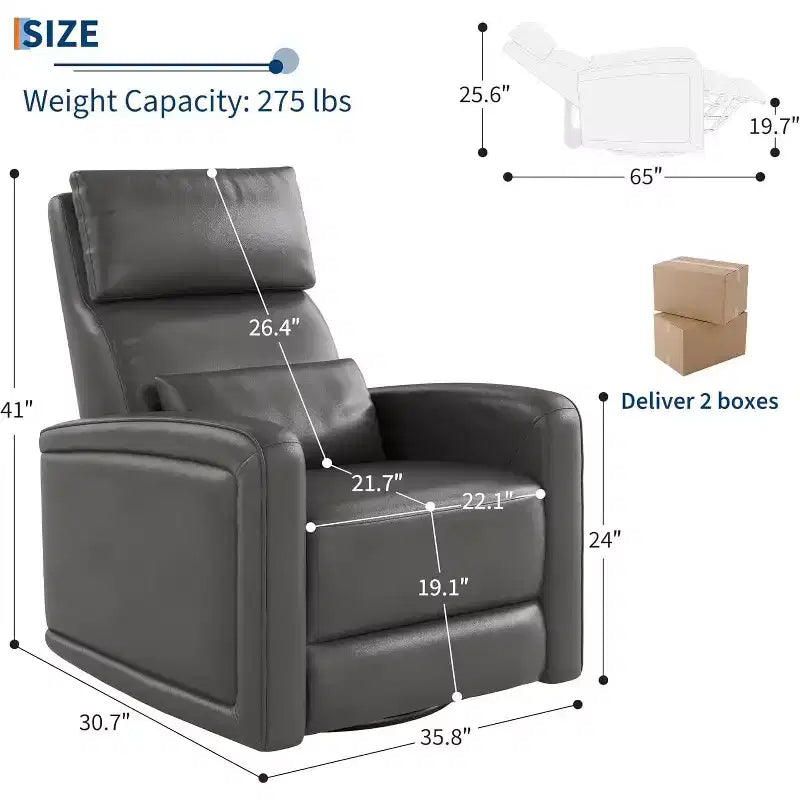 Fauteuil inclinable manuel Garvee avec pivotement à 360° et fonction bascule, revêtement en similicuir doux, soutien ergonomique