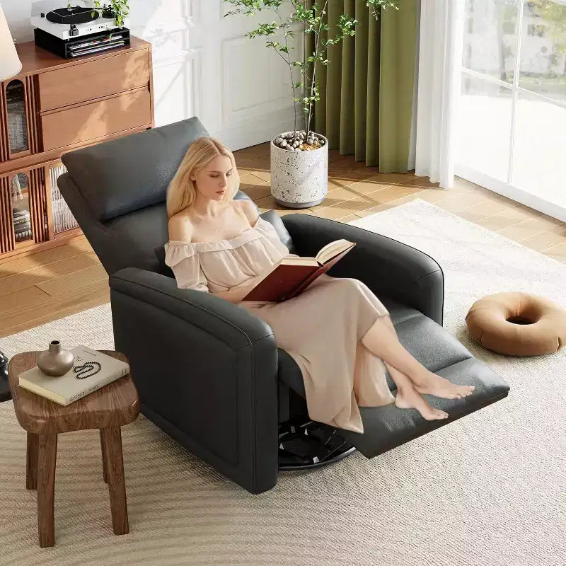 Fauteuil inclinable manuel Garvee avec pivotement à 360° et fonction bascule, revêtement en similicuir doux, soutien ergonomique