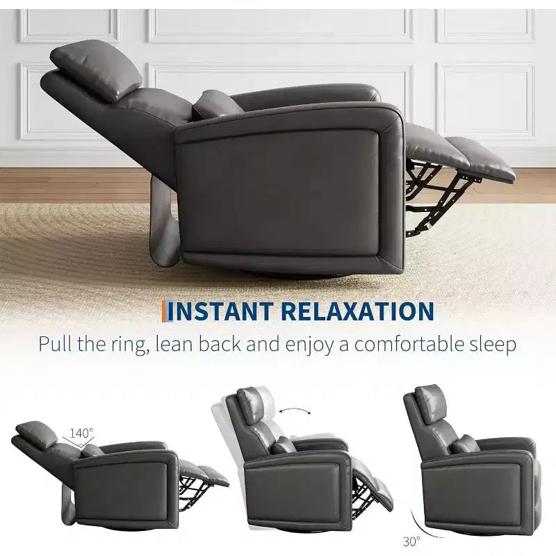 Fauteuil inclinable manuel Garvee avec pivotement à 360° et fonction bascule, revêtement en similicuir doux, soutien ergonomique