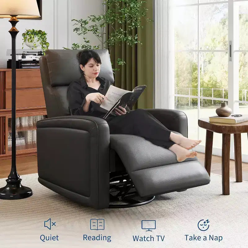 Fauteuil inclinable manuel Garvee avec pivotement à 360° et fonction bascule, revêtement en similicuir doux, soutien ergonomique