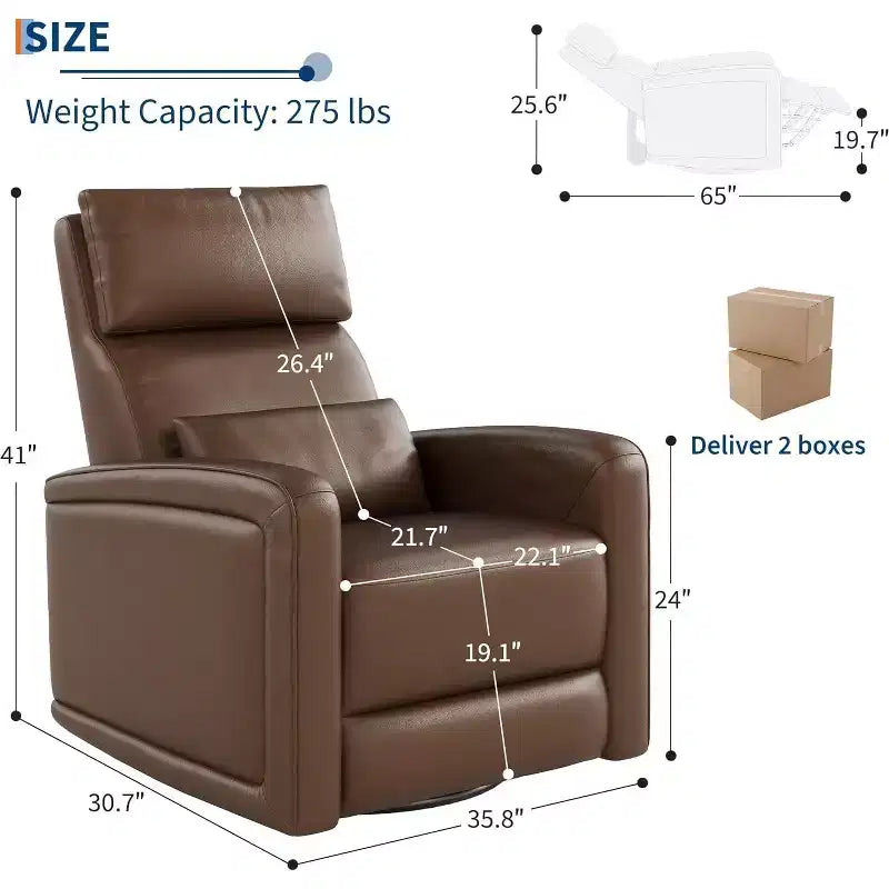 Fauteuil inclinable manuel Garvee avec pivotement à 360° et fonction bascule, revêtement en similicuir doux, soutien ergonomique