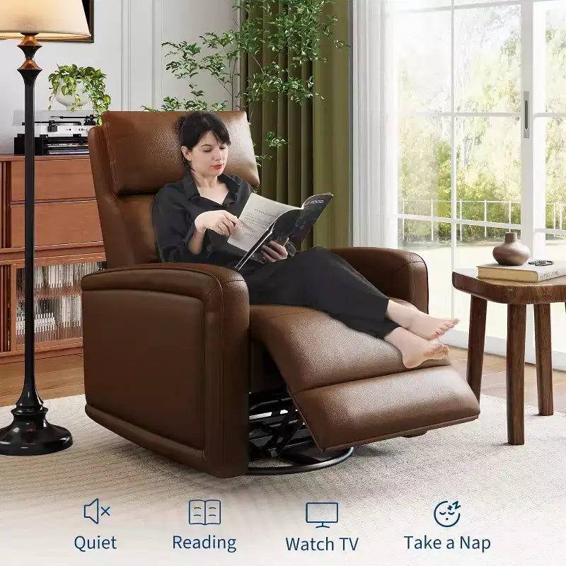 Fauteuil inclinable manuel Garvee avec pivotement à 360° et fonction bascule, revêtement en similicuir doux, soutien ergonomique