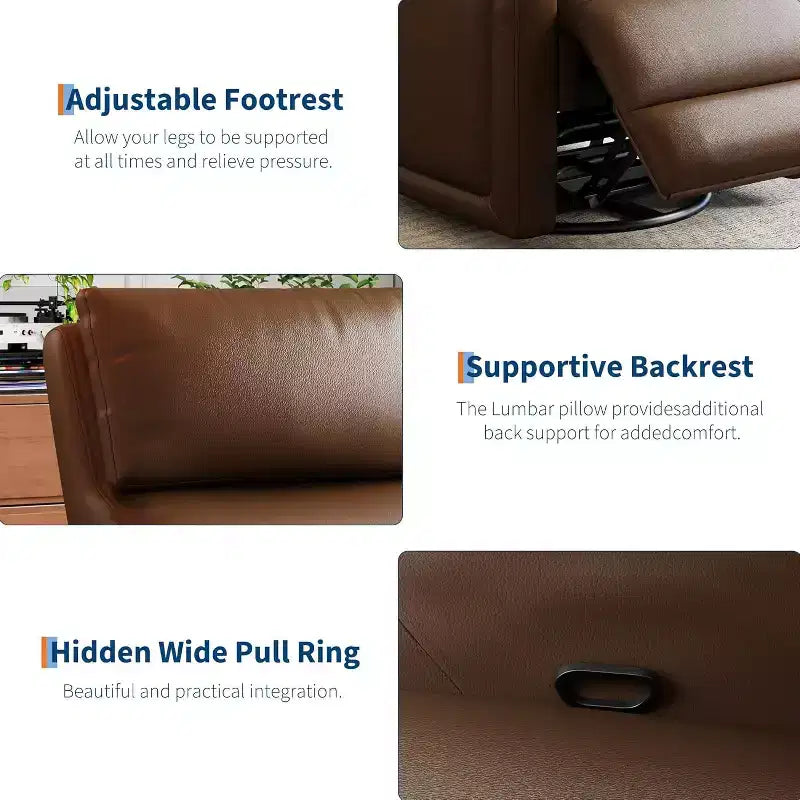 Fauteuil inclinable manuel Garvee avec pivotement à 360° et fonction bascule, revêtement en similicuir doux, soutien ergonomique