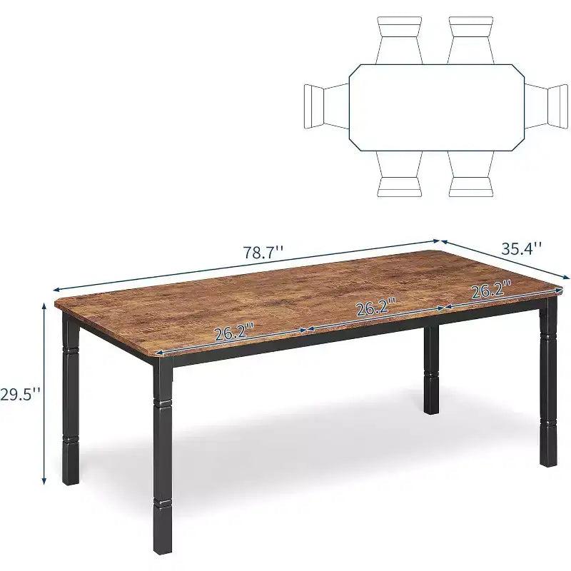Table de salle à manger de ferme pour 6-8 personnes, table de cuisine rustique industrielle, sans chaises