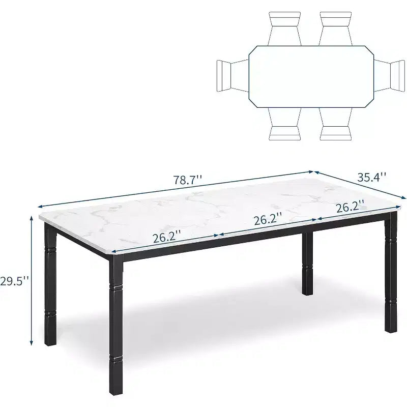 Table de salle à manger de ferme pour 6-8 personnes, table de cuisine rustique industrielle, sans chaises