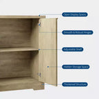 Buffet 4 portes Accent, crédence moderne cannelée avec portes et étagères, console de rangement en bois, pour salon, entrée, couloir