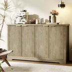 Buffet 4 portes Accent, crédence moderne cannelée avec portes et étagères, console de rangement en bois, pour salon, entrée, couloir
