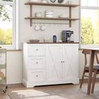 Buffet de ferme de 42 po avec rangement, meuble de bar à café avec 3 tiroirs, buffet pour cuisine, salle à manger, salon, blanc