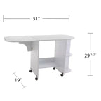 Table de couture/poste de travail roulant extensible Stradville - Blanc - SEI