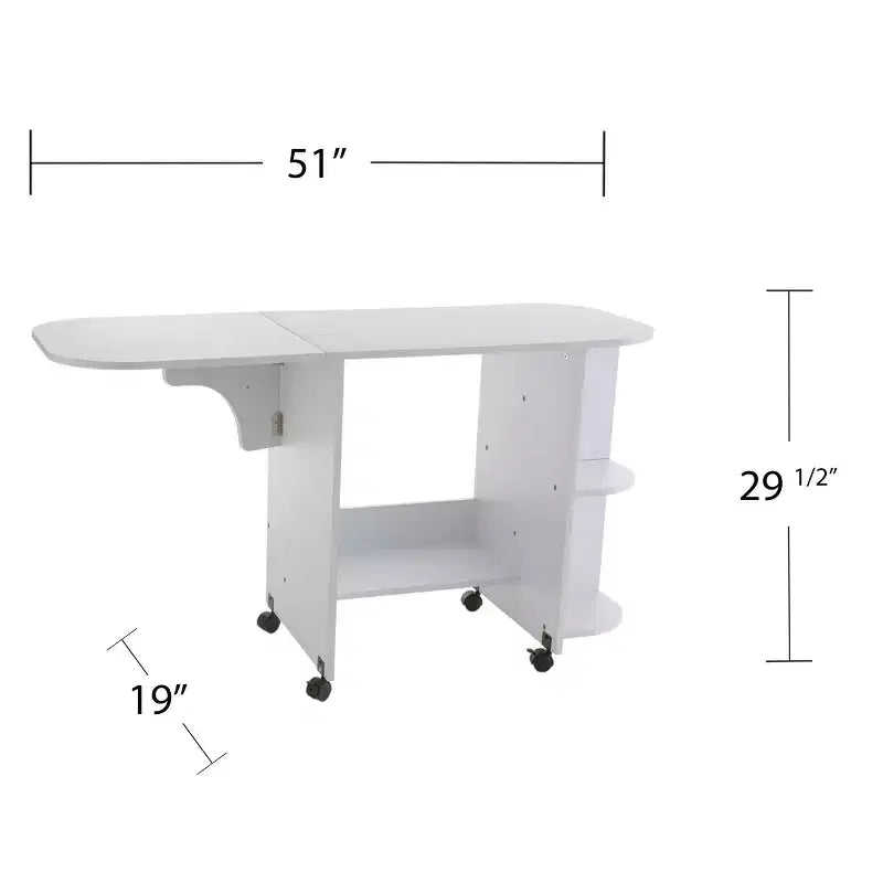 Table de couture/poste de travail roulant extensible Stradville - Blanc - SEI