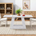 MAYEERTY Table à manger en faux marbre de 63 pouces, table moderne 4-6 places avec pieds trapézoïdaux pour salle à manger