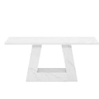 MAYEERTY Table à manger en faux marbre de 63 pouces, table moderne 4-6 places avec pieds trapézoïdaux pour salle à manger