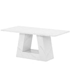 MAYEERTY Table à manger en faux marbre de 63 pouces, table moderne 4-6 places avec pieds trapézoïdaux pour salle à manger