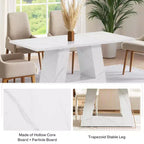 MAYEERTY Table à manger en faux marbre de 63 pouces, table moderne 4-6 places avec pieds trapézoïdaux pour salle à manger