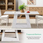 MAYEERTY Table à manger en faux marbre de 63 pouces, table moderne 4-6 places avec pieds trapézoïdaux pour salle à manger