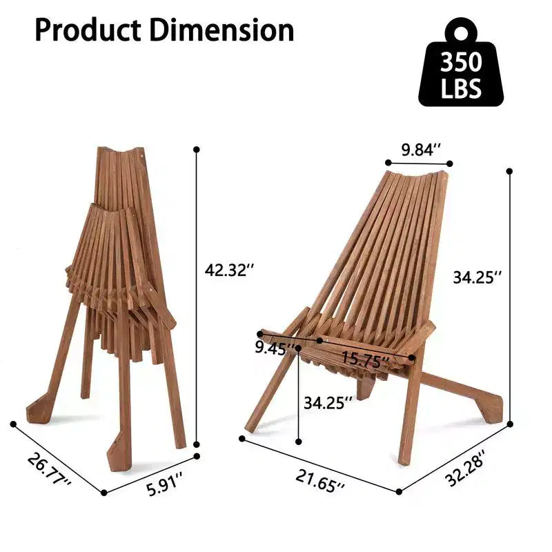 Karl Home | Chaise pliante de patio en bois brun (lot de 1)