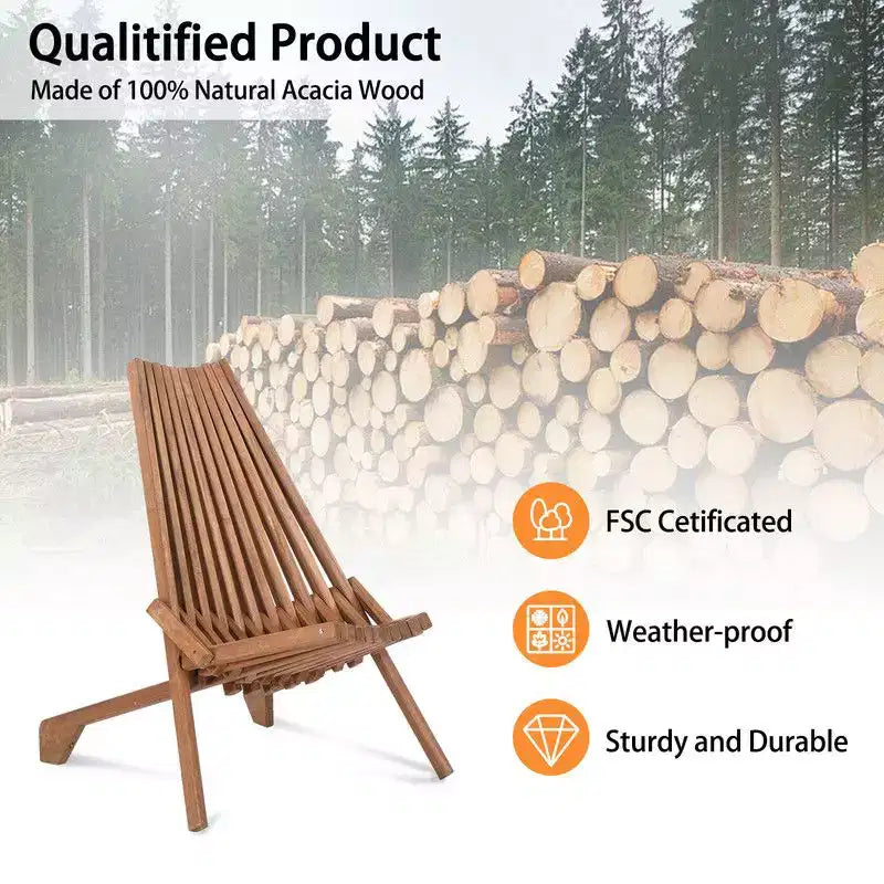 Karl Home | Chaise pliante de patio en bois brun (lot de 1)