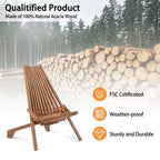 Karl Home | Chaise pliante de patio en bois brun (lot de 1)