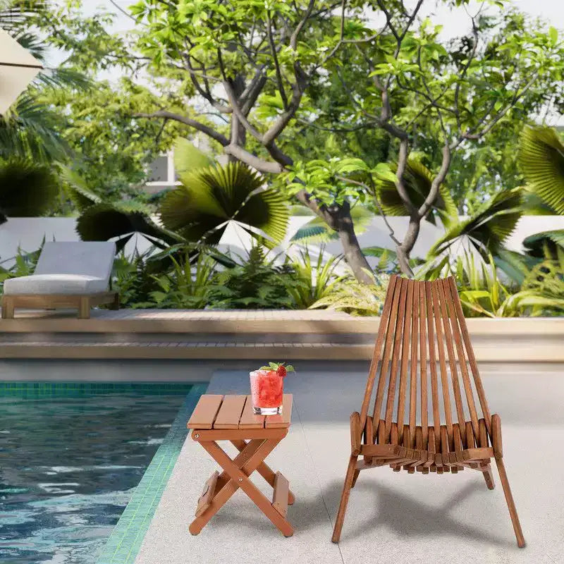 Karl Home | Chaise pliante de patio en bois brun (lot de 1)