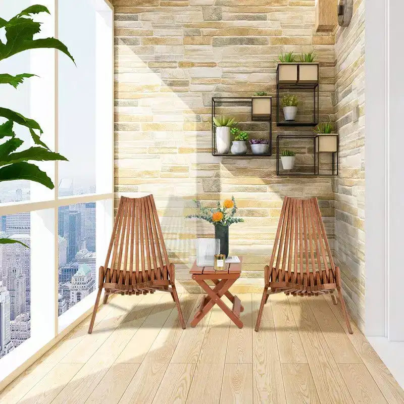 Karl Home | Chaise pliante de patio en bois brun (lot de 1)