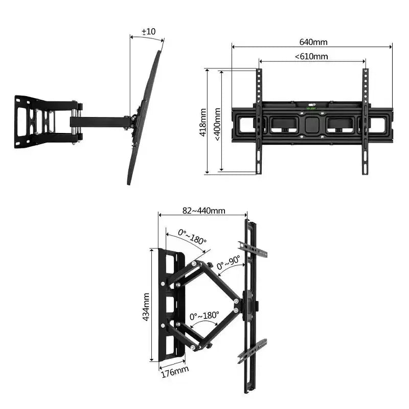 Support mural TV Karl Home pour téléviseurs de 32 à 70 pouces, à double bras oscillant et base large