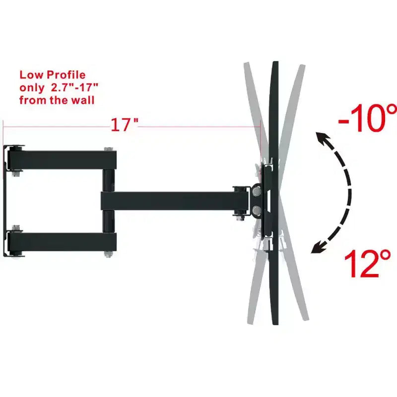 Support mural TV Karl Home pour téléviseurs de 32 à 70 pouces, à double bras oscillant et base large