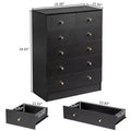 Karl Home 6-Drawer Black Particle Board 25.98in. W Chest of Drawer