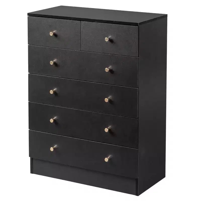 Commode 6 tiroirs en panneaux de particules noirs Karl Home de 66 cm de large