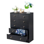 Commode 6 tiroirs en panneaux de particules noirs Karl Home de 66 cm de large
