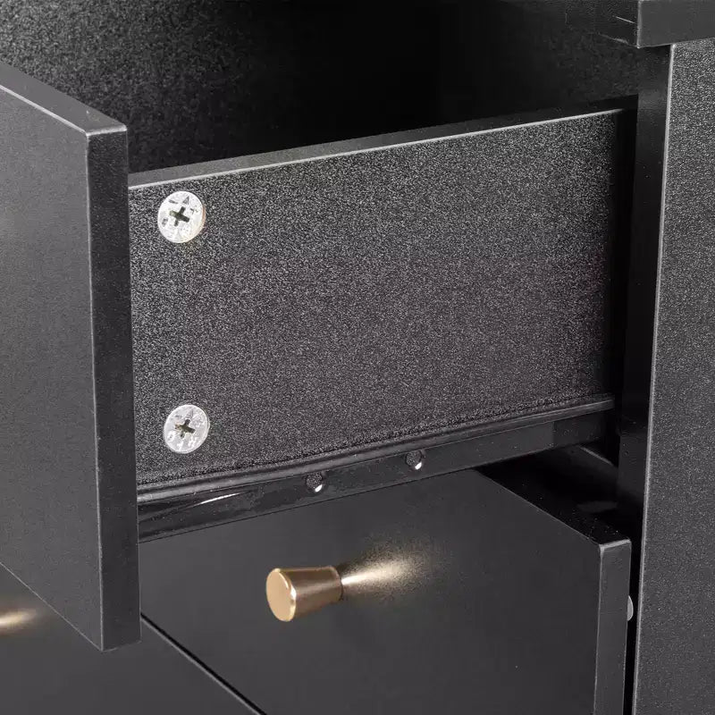 Commode 6 tiroirs en panneaux de particules noirs Karl Home de 66 cm de large