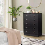 Commode 6 tiroirs en panneaux de particules noirs Karl Home de 66 cm de large