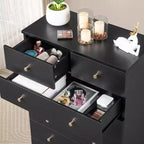 Commode 6 tiroirs en panneaux de particules noirs Karl Home de 66 cm de large