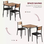 Ensemble de salle à manger 3 pièces vintage pour appartement pour 2 personnes - Table carrée peu encombrante et 2 chaises, petit ensemble de cuisine/salle à manger pour les espaces compacts