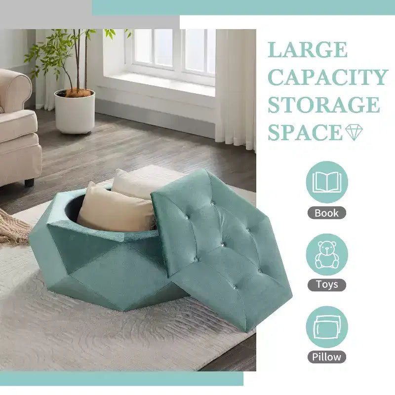 Christopher Knight Home Florence Pouf de rangement moderne en velours matelassé à losanges polygonaux