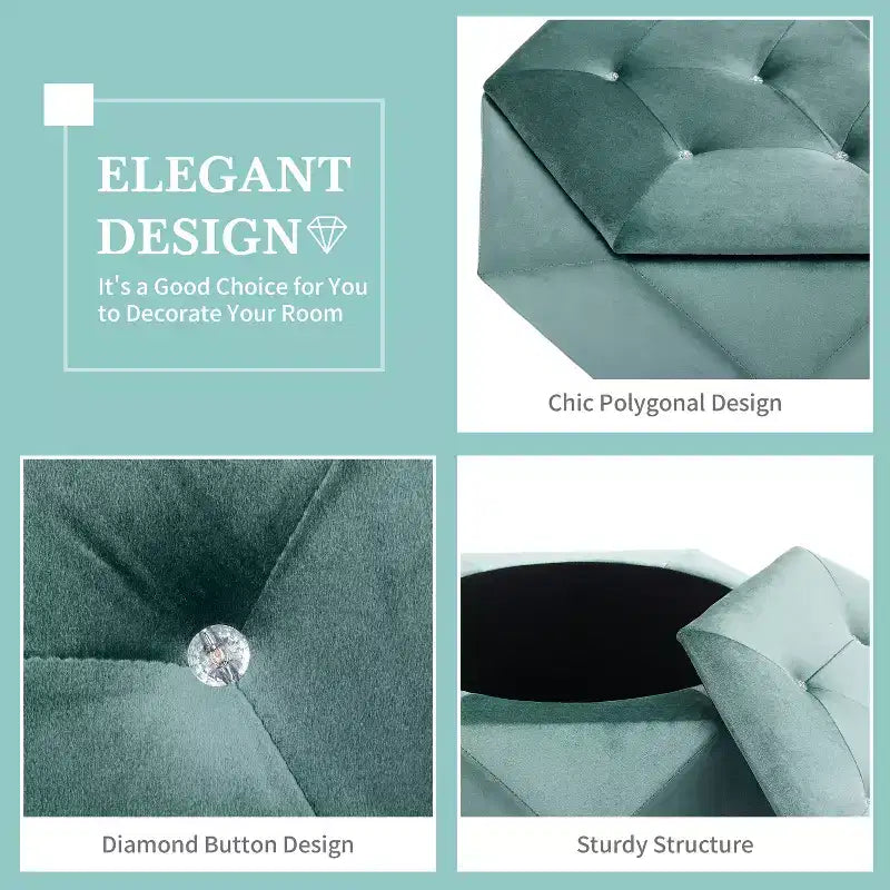 Christopher Knight Home Florence Pouf de rangement moderne en velours matelassé à losanges polygonaux
