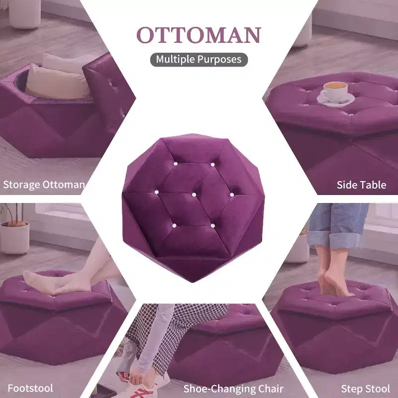 Christopher Knight Home Florence Pouf de rangement moderne en velours matelassé à losanges polygonaux