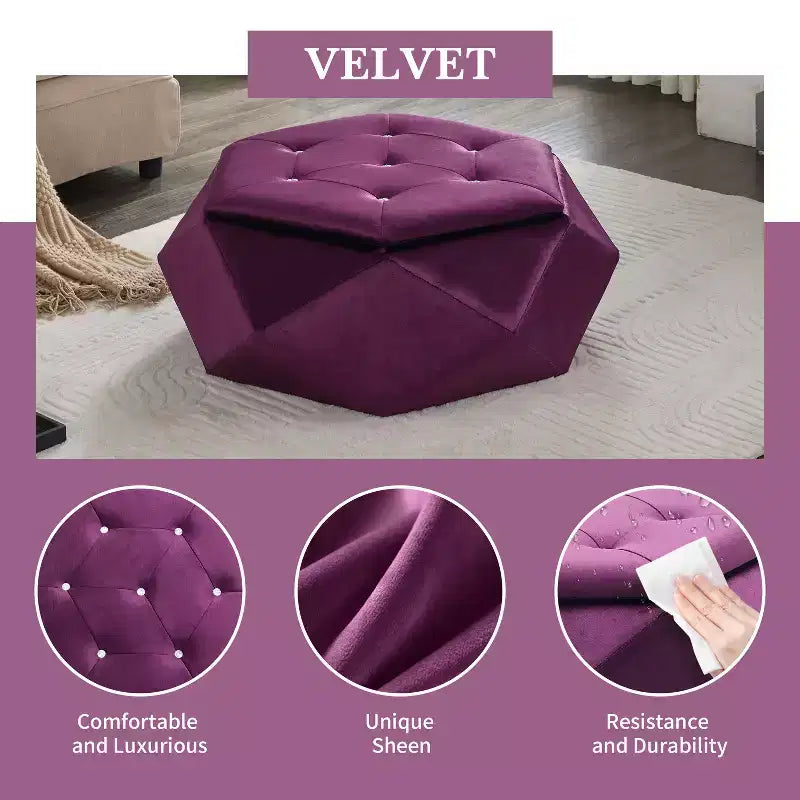 Christopher Knight Home Florence Pouf de rangement moderne en velours matelassé à losanges polygonaux