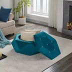 Christopher Knight Home Florence Pouf de rangement moderne en velours matelassé à losanges polygonaux