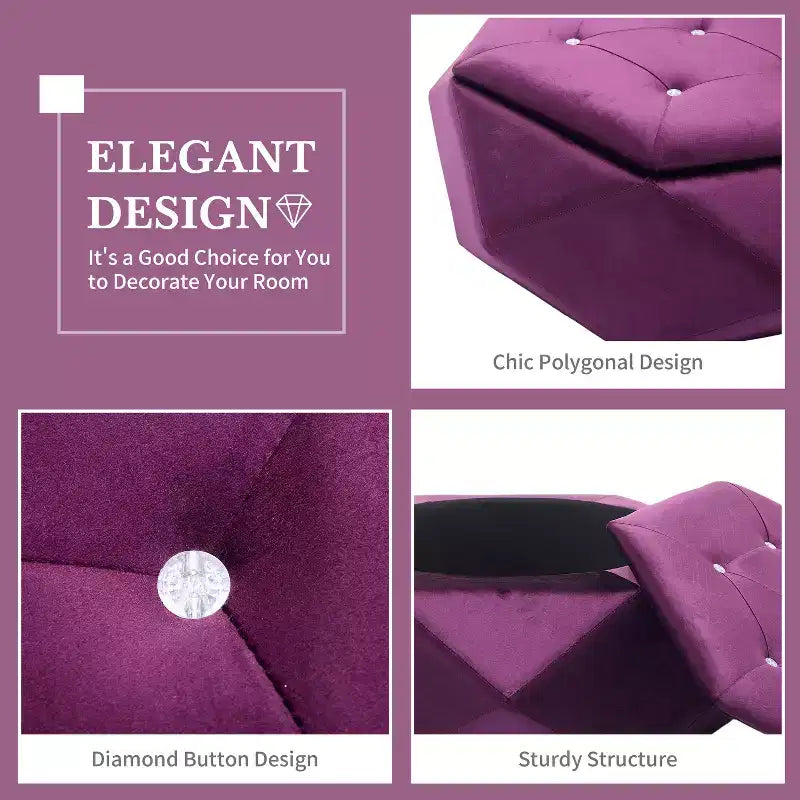 Christopher Knight Home Florence Pouf de rangement moderne en velours matelassé à losanges polygonaux