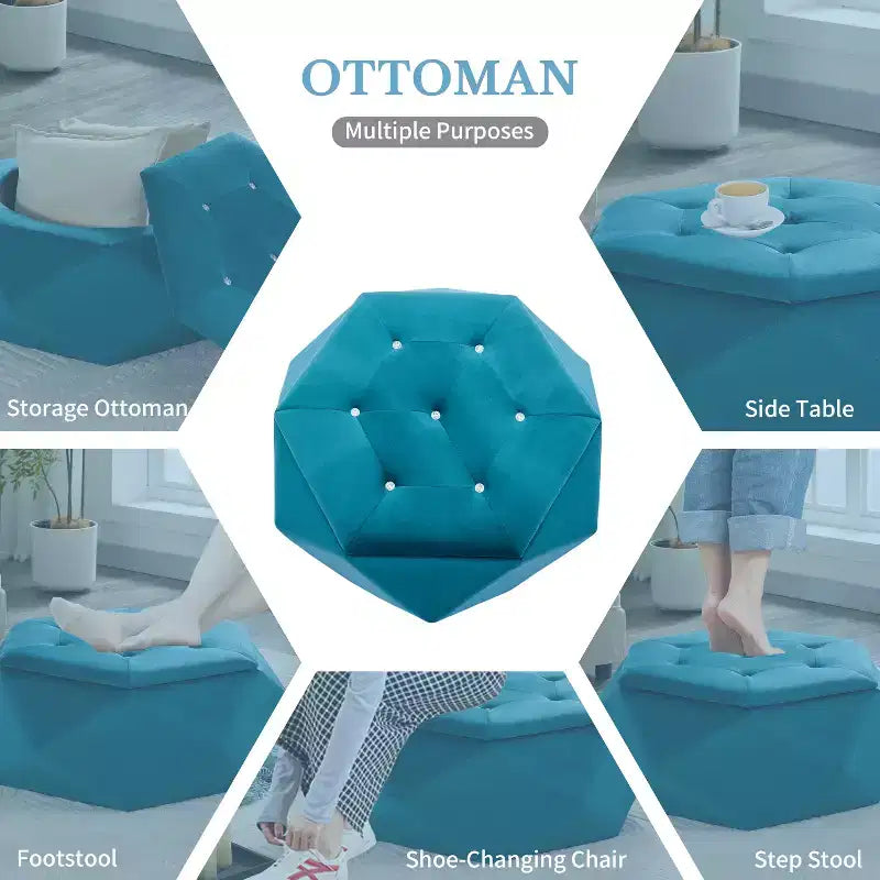 Christopher Knight Home Florence Pouf de rangement moderne en velours matelassé à losanges polygonaux