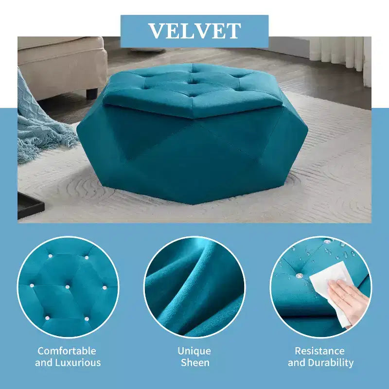 Christopher Knight Home Florence Pouf de rangement moderne en velours matelassé à losanges polygonaux