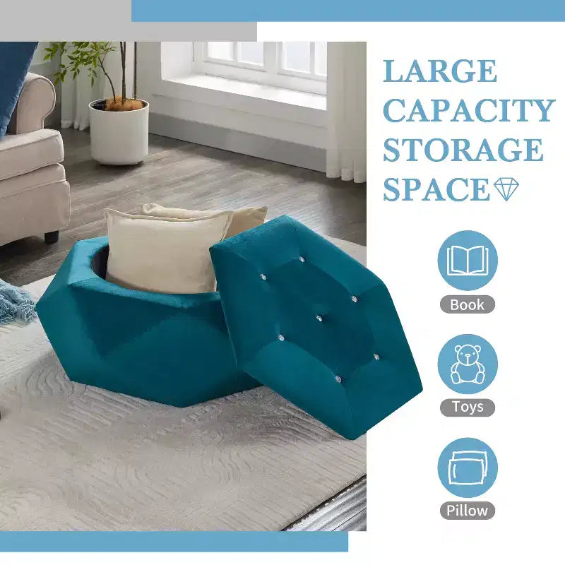Christopher Knight Home Florence Pouf de rangement moderne en velours matelassé à losanges polygonaux