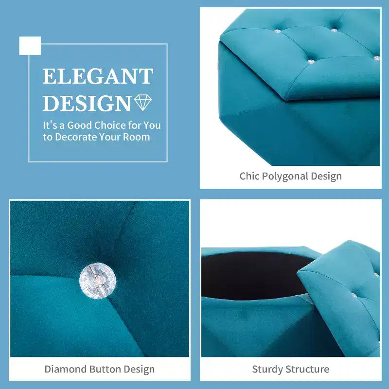 Christopher Knight Home Florence Pouf de rangement moderne en velours matelassé à losanges polygonaux