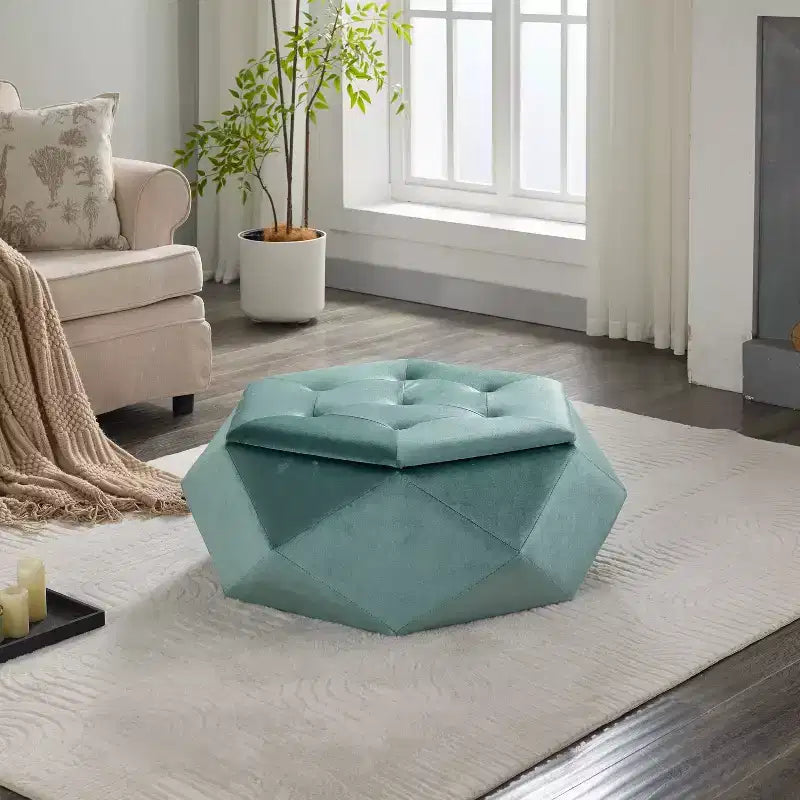 Christopher Knight Home Florence Pouf de rangement moderne en velours matelassé à losanges polygonaux