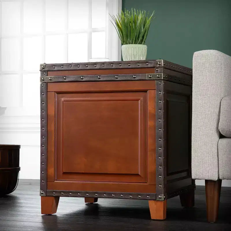 Table d'appoint Amherst avec rangement - Marron - SEI